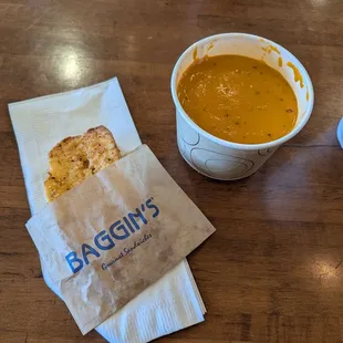 Tomato soup with a delicious crispy cheese garlic toast