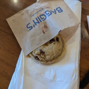 Free chocolate chip cookie with meal