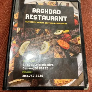 the menu of the restaurant