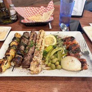 The Mix Kabob Plate was top notch. Juicy meats, fresh hummus, etc.