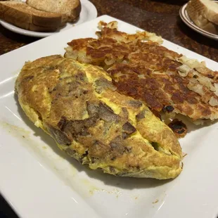 Gyro omelette. Home fries and whole wheat toast.