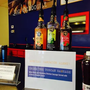 bottles of liquor on a counter