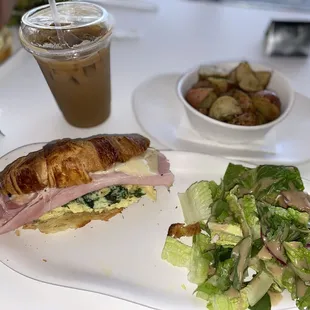 PARIS HAM &amp; SWISS CROISSANT with omelet &amp; roasted potatoes (A MUST)