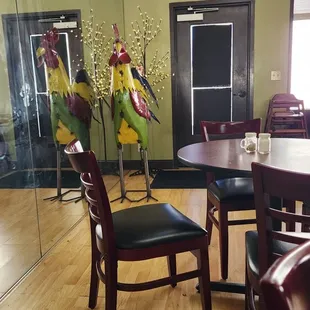 a table and chairs in a restaurant