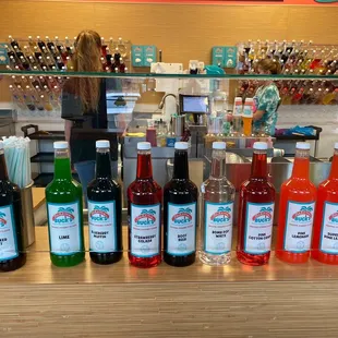 a variety of beverages on display