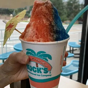 a person holding a cup of ice cream