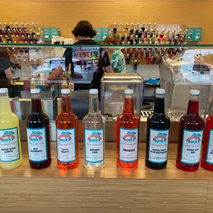 a variety of beverages on display