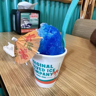 Baby size sugar free blue coconut and pina colada shaved ice