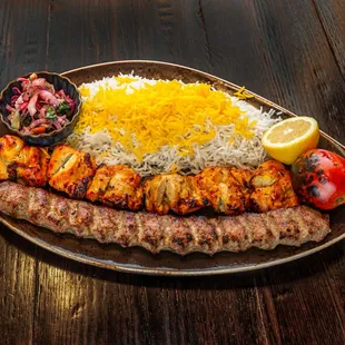 Boneless chicken combo kabob