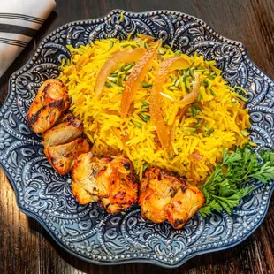 Shirin Polo with Chicken Kabob