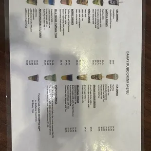 Specialty Drink/Boba Menu