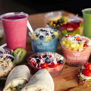 a variety of breakfast foods