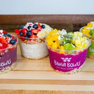 a variety of smoothie bowls