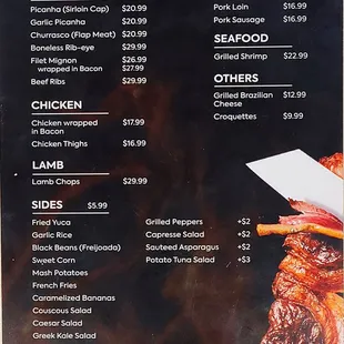TAKE OUT menu