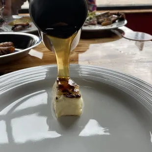 Grilled cheese with honey.