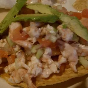 Shrimp ceviche tostada