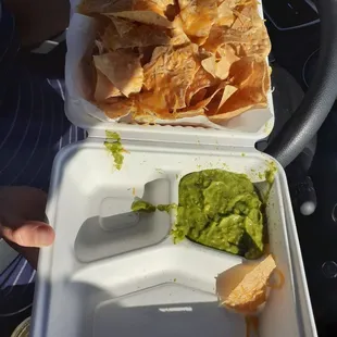 Side of guacamole was underneath the chips?!?!?