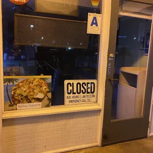 Closed before 9pm on Friday