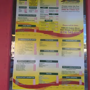 Bahia menu