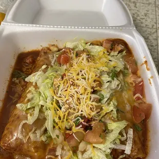 Shredded beef enchiladas