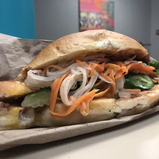 The grilled pork sandwich with the veggies!