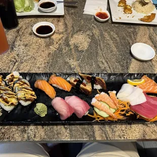 Spider roll and various nigiri/sashimi...quality I was not expecting from a Thai restaurant. 10/10 would get again!