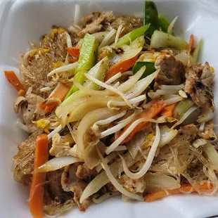 Pad woon sen sub pork for chicken: stir fried cellophane noodles.