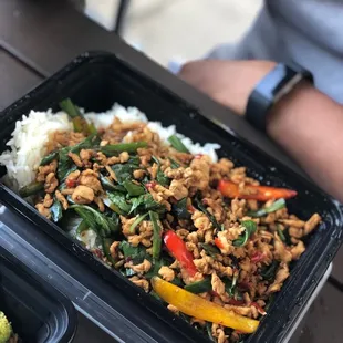 Bai grapow with ground chicken $11.50