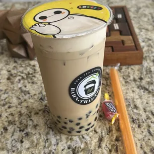 Taiwanese lavender milk tea w/ boba