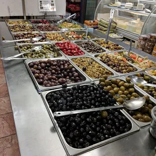 Outstanding olive bar with 24 varieties!