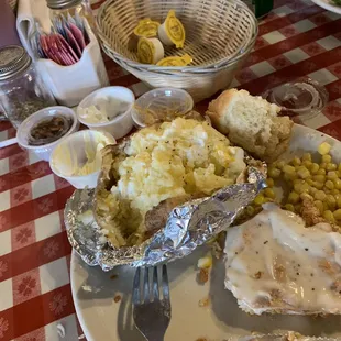 All the fixings that come with the baked potato