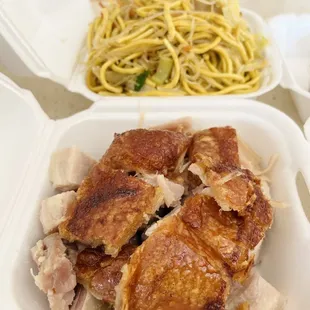 The infamous lechon (little over 1/2lb, $16), XS pancit