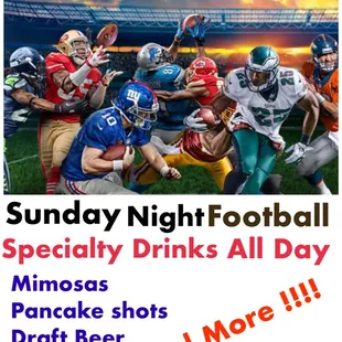 Come join us for Sunday Game Day! Drink, eat, and share your love for Football!!!