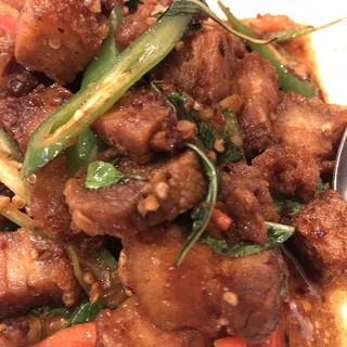 Crispy Pork with Chili Garlic & Mint Leaves