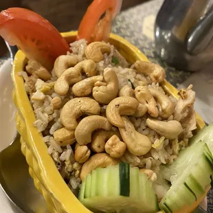 Pineapple cashew fried rice (highly awesome)