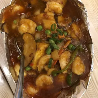 Sizzling Japanese Tofu with Shrimp