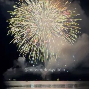 Fireworks over the water is gorgeous