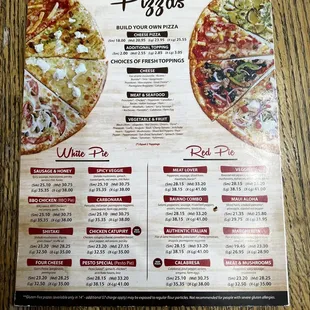 pizza, menu