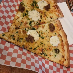 Sausage and honey pizza