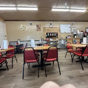 a view of the dining area