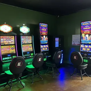 a row of slot machines