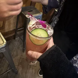 Rosy glow cocktail with kettle one grapefruit vodka and bitters. It was so light and refreshing!