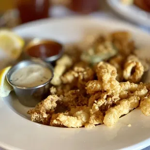 a plate of fried calamails