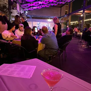 Outside patio in a Saturday night