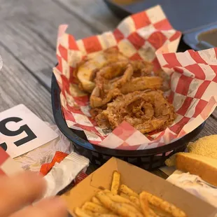 Love those fries and onion rings!!!