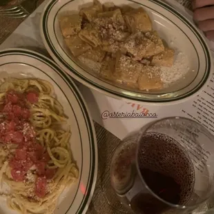 Spaghetti Cacio e Pepe special with tuna. And the gricia.