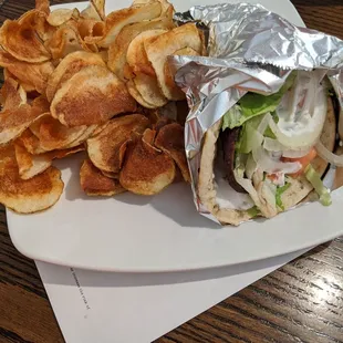 Gyro and homemade potato chips