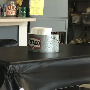Little Texaco napkin buckets. Love this