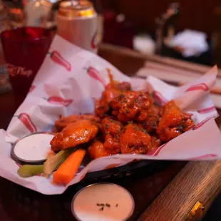 Chicken wings with original buffalo sauce.