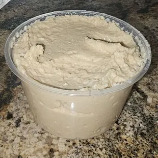 Got a medium sized hummus at the deli. Very good. 599 for a large container like this. I would recommend it.